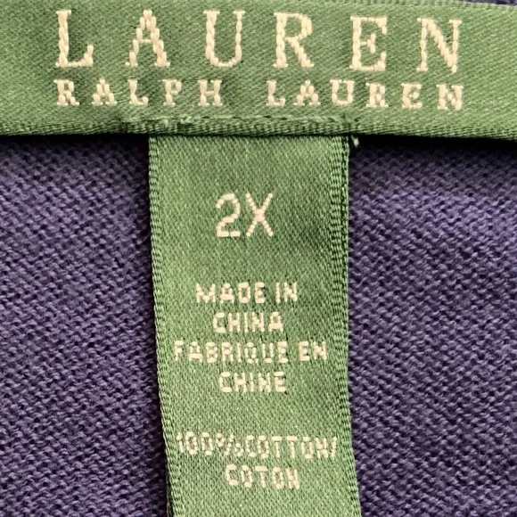 NWOT Lauren Ralph Lauren blue cardigan sweater 3/4 sleeves size   2X. - Picture 3 of 5